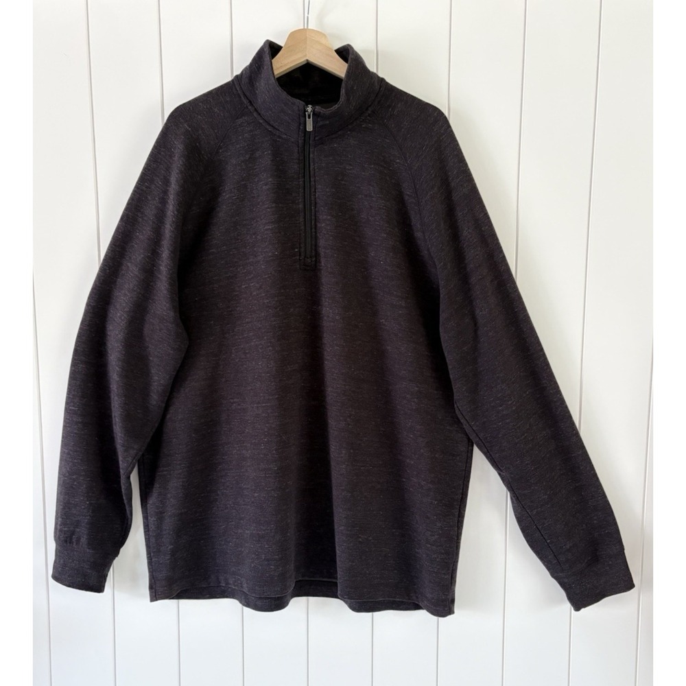 LL Bean Mens XL Tall Quarter Zip Pullover Charcoal Gray Mock Neck Sweatshirt